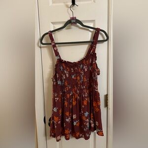 Torrid Burgundy Floral Smocked Top